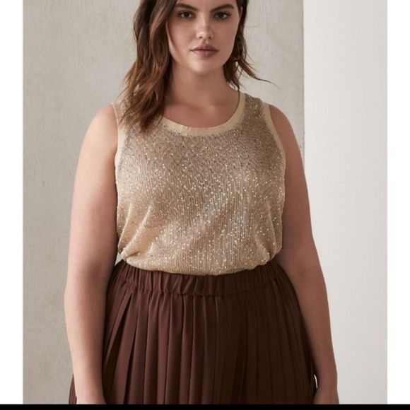 Love & Legend Sleeveless Knit Sweater Tank Cami Sequins - Picture 2 of 4